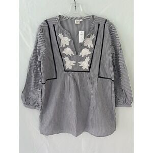 GAP Maternity Striped Embroidered Tunic Top‎ Blouse Size S